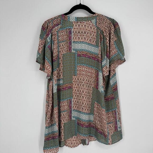 Rose + Olive top 2x patchwork  lightweight   plus size business casual shirt - Picture 5 of 5